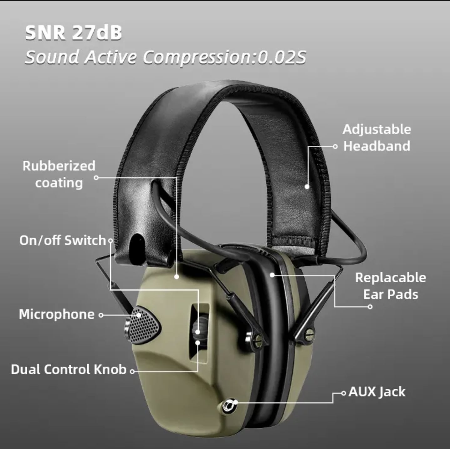 Electronic Long Distant Hearing Shooting Ear Muffs